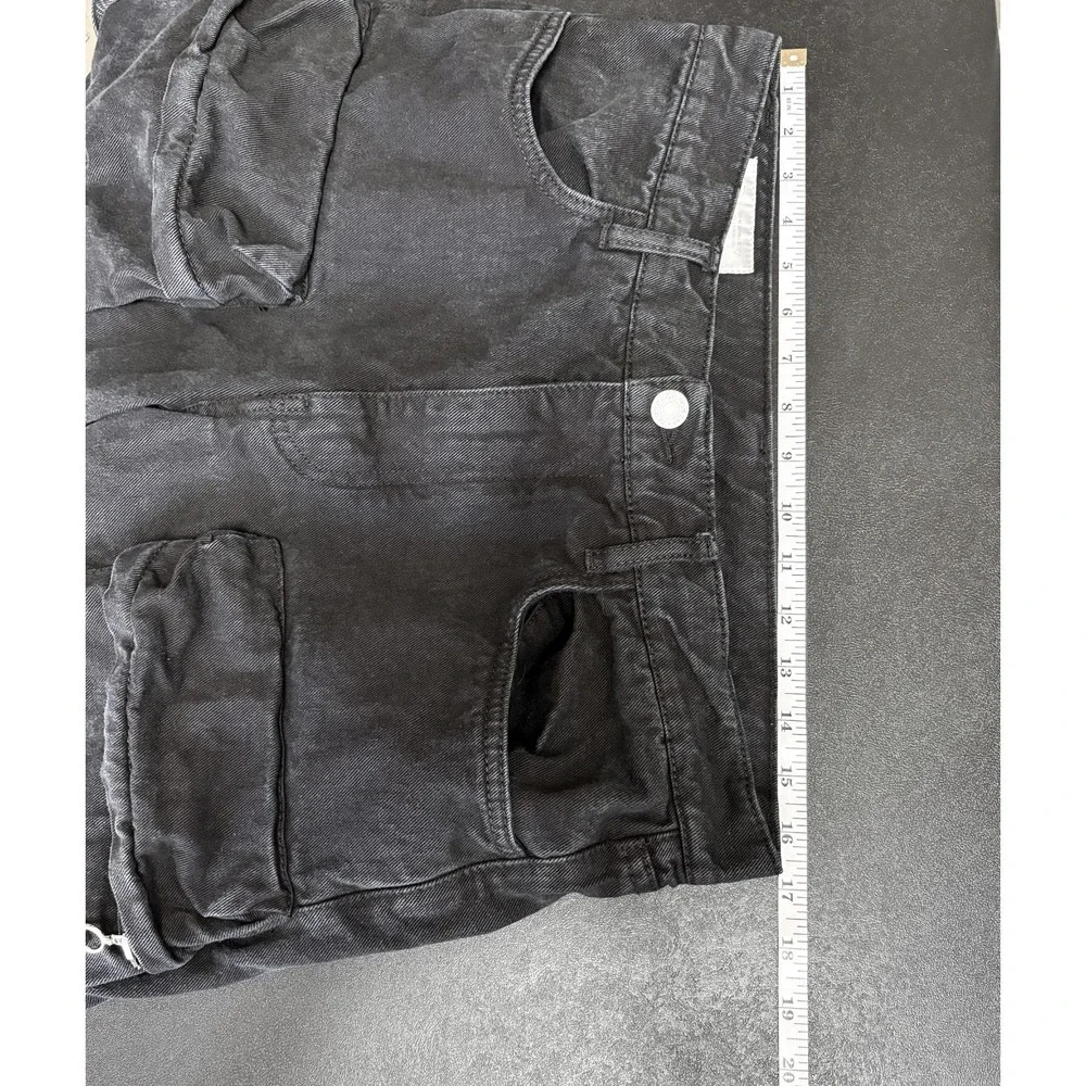 Y2K Jean Men's 32 Black Utility Streetwear Wide Leg Baggy Cybercore Mall Goth